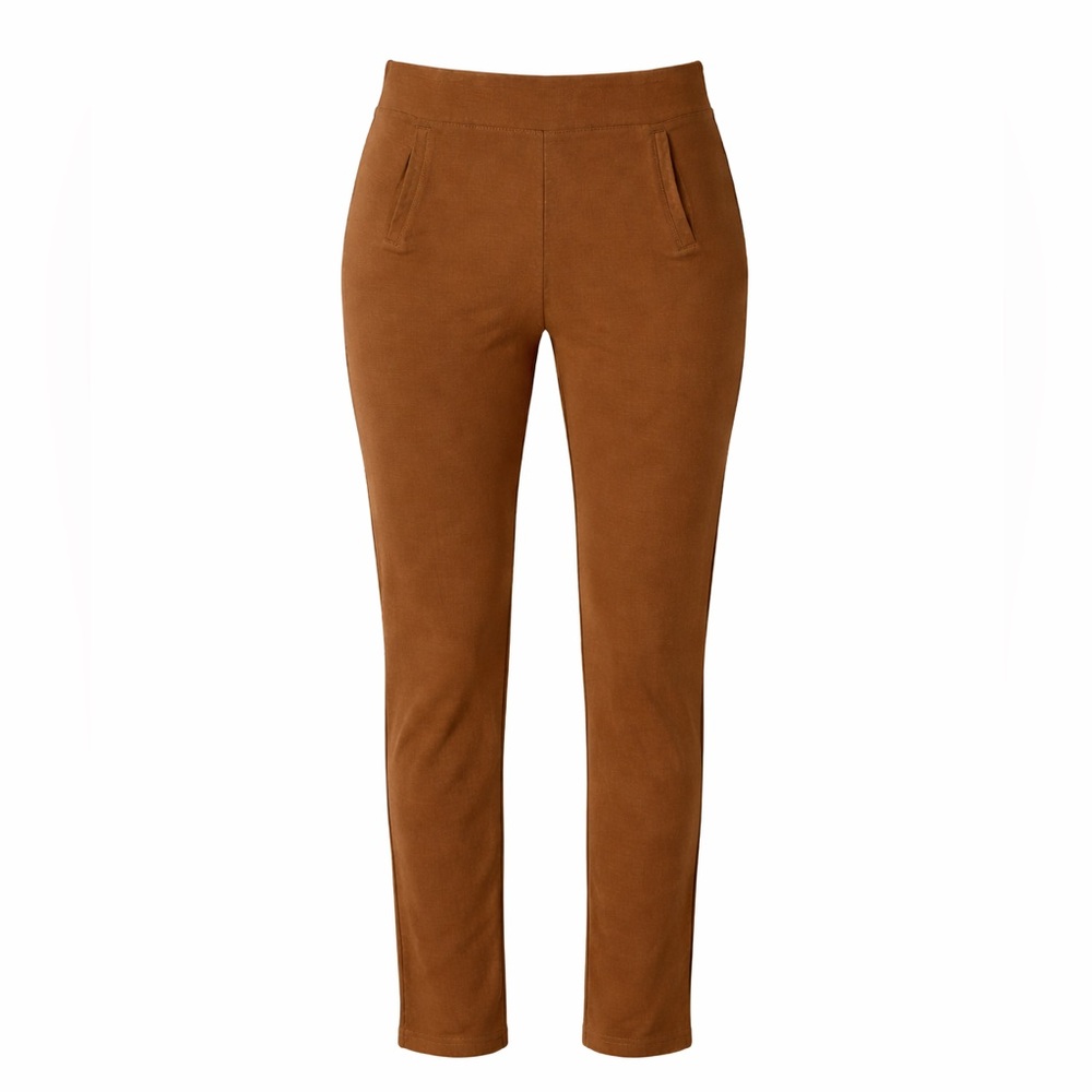 CHICOS WOMENS BROWN PULL ON CROPPED PANTS STRETCHY WAIST SIZE 0